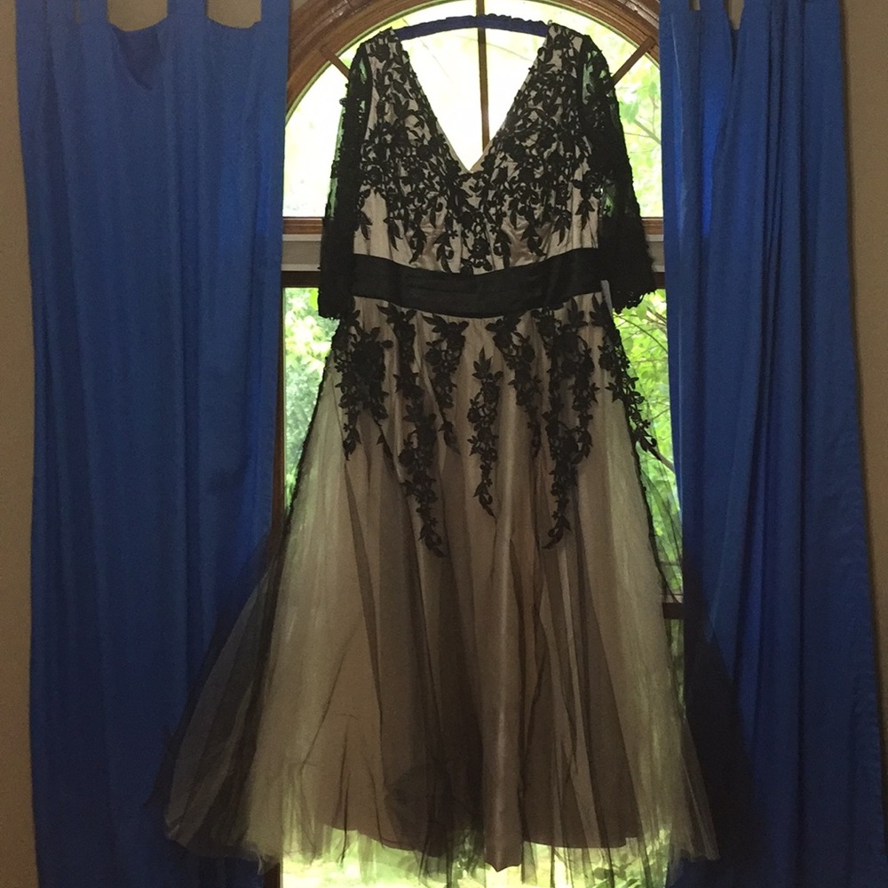 Tan/Black Lace Special Occasion Dress Size 20